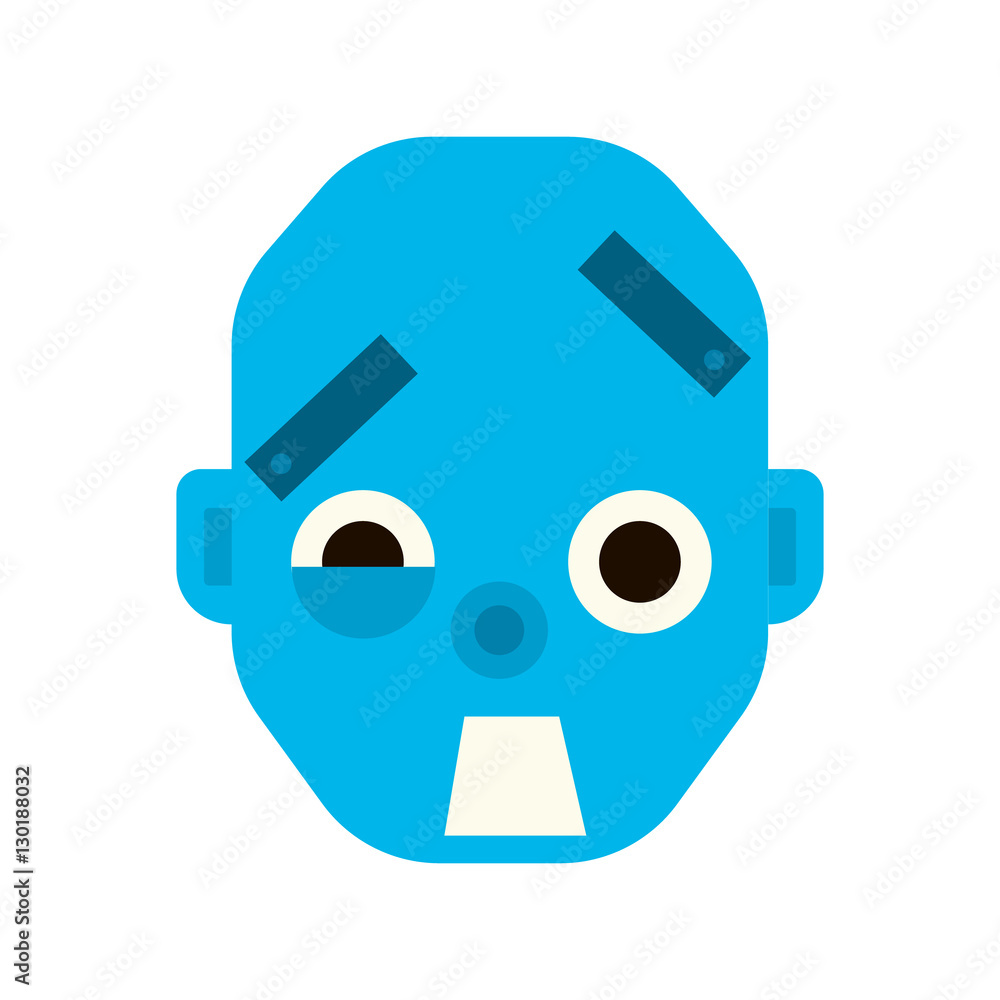 Emotional scared robot head in cartoon style. robot awesome Emotional scared robot head in cartoon style. robot awesome