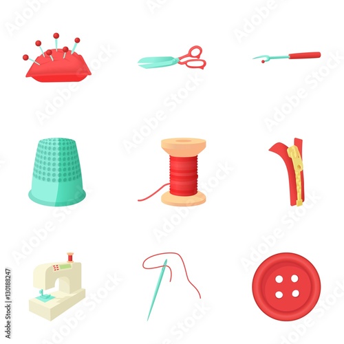 Sewing icons set. Cartoon illustration of 9 sewing vector icons for web