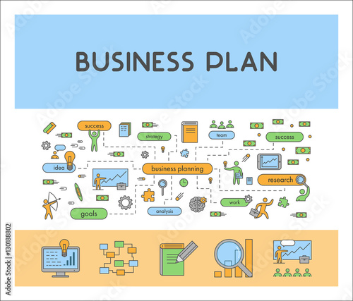 Line design web concept for business plan