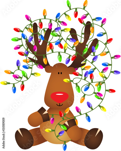 Cute reindeer with Christmas lights
