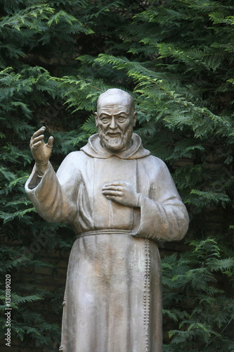 Padre Pio sculpture in a Roman park, Rome, Lazio