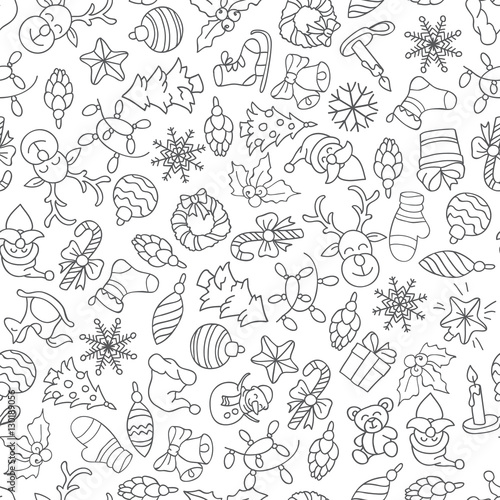 Christmas seamless pattern with different icons.