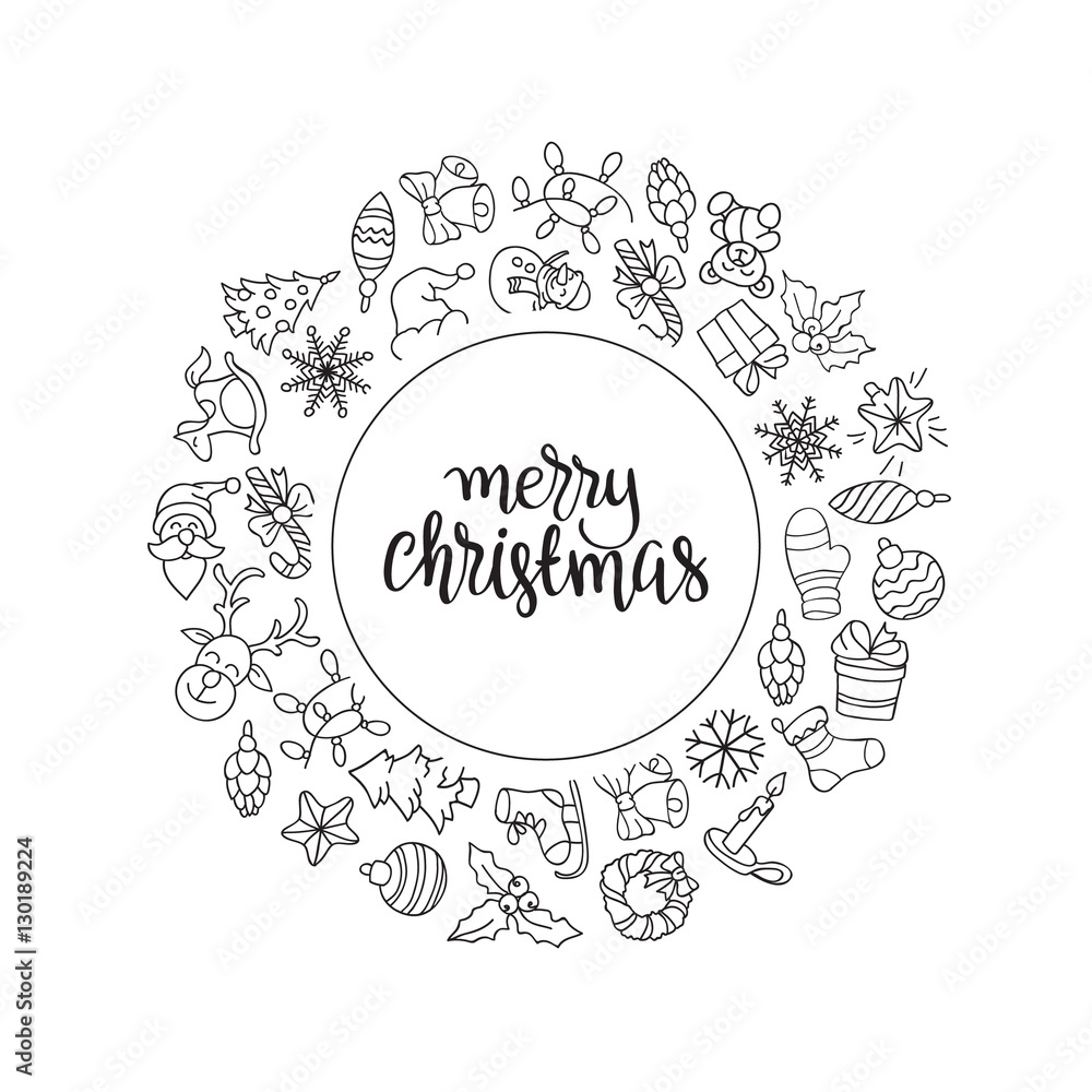 Christmas background with different icons. Christmas background with different icons.