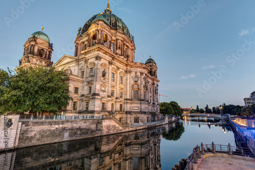 The Berlin Dom with the river Spree at dusk