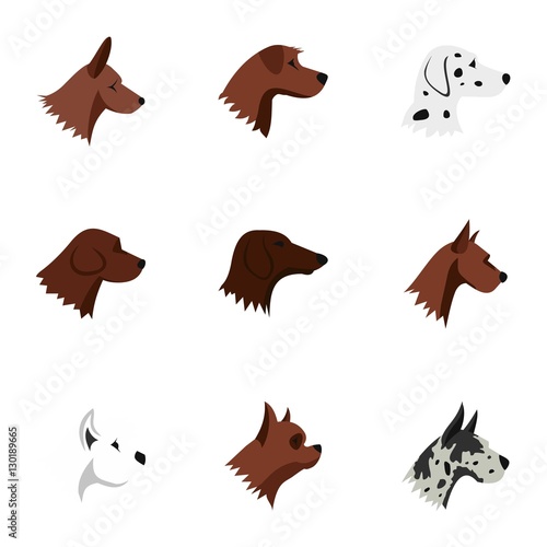 Faithful friend dog icons set. Flat illustration of 9 faithful friend dog vector icons for web