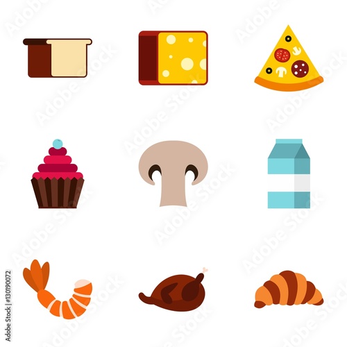 Food in morning icons set. Flat illustration of 9 food in morning vector icons for web