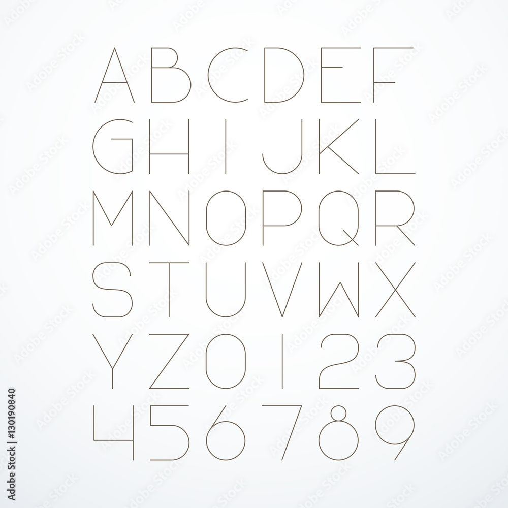 Vector thin font. English alphabet. 