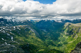 Geiranger fjord view from Dalsnibba mountain.