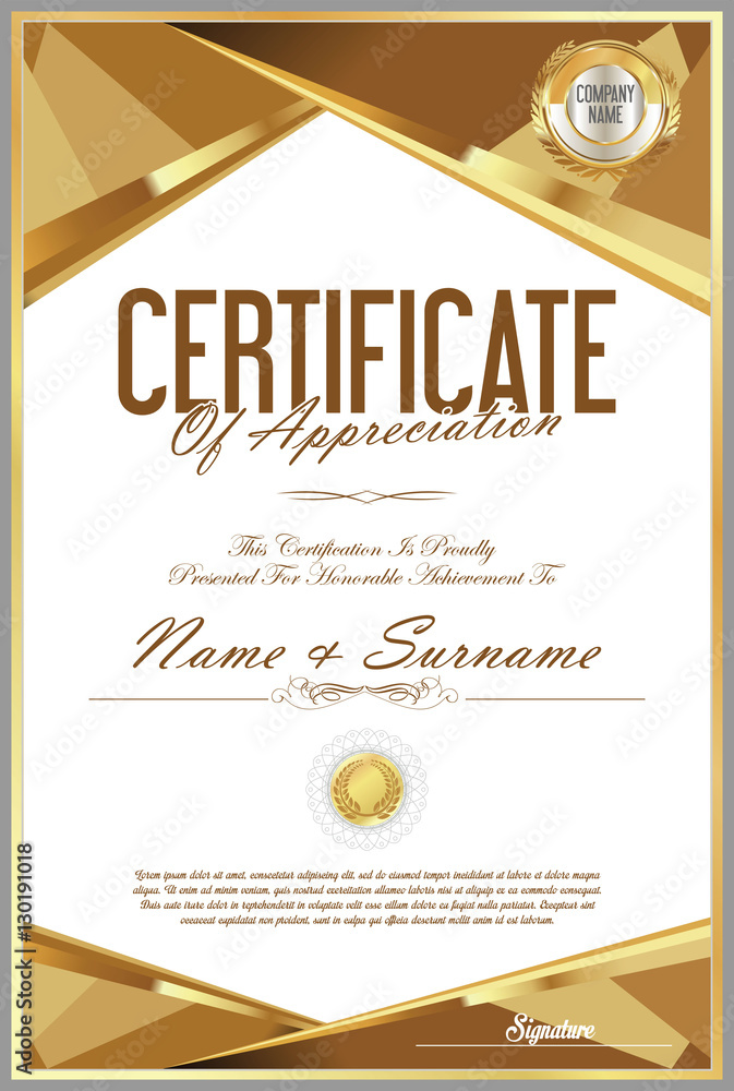 Certificate retro design template Certificate retro design template