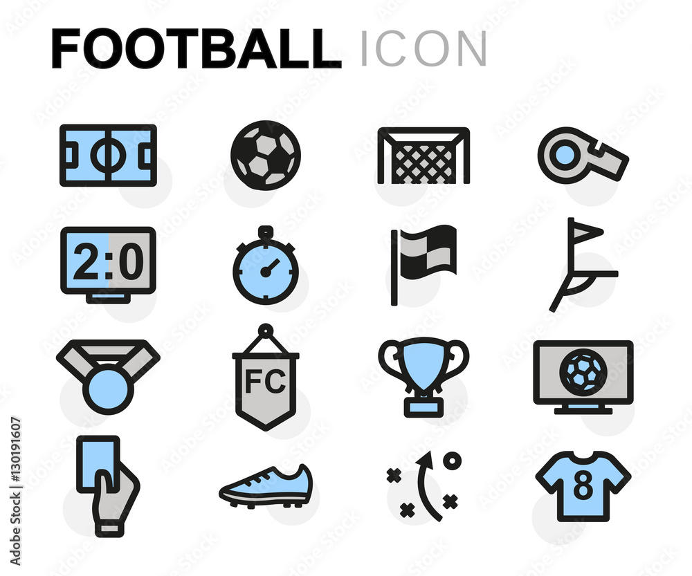 Vector flat football icons set Vector flat football icons set