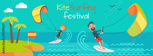 Kitesurfing Festival Banner. Style of Kiteboarding