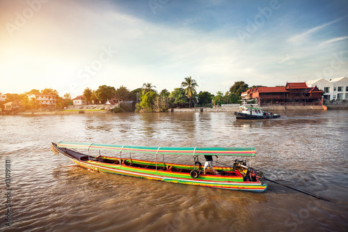 Long tail Boat in Ayutthaya, Thailand photo