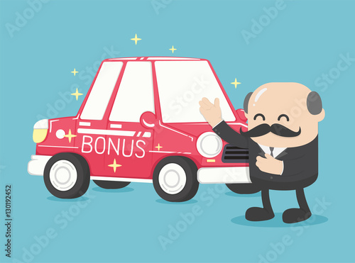 Boss businessman give a car is Red,Gifts for the New Year