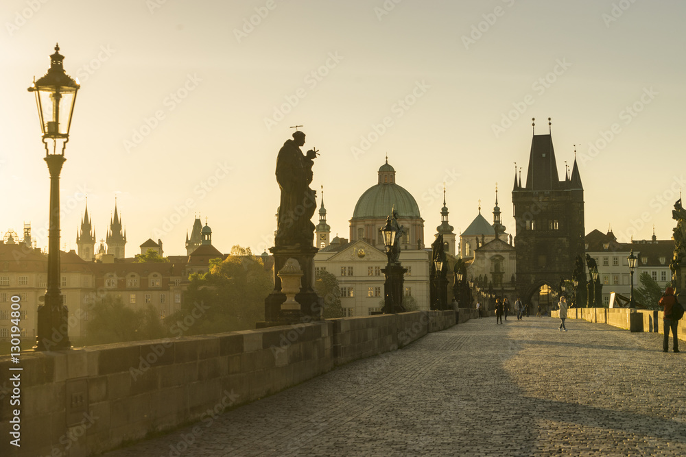 Sunrise on Charles Bridge, Prague, Czech Republic Sunrise on Charles Bridge, Prague, Czech Republic