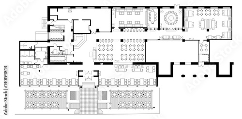 Standard cafe furniture symbols on floor plans