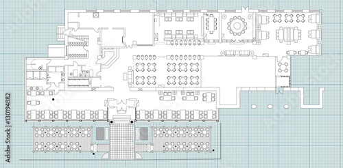 Standard cafe furniture symbols on floor plans