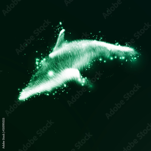 Neon dolphin, abstract futuristic art