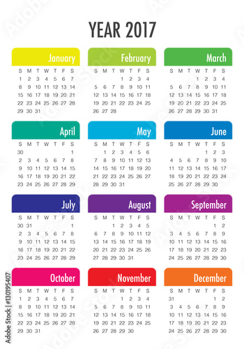 Year 2017 Calendar vector design template