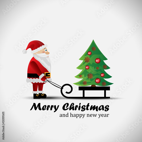 Greeting Card, Santa Claus - Isolated On Gray Background, Vector Illustration, Graphic Design. For Web, Websites and Print Material. Template For Social Media, Network, Newsletter And Ads