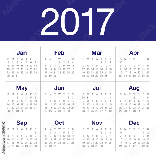 Year 2017 Calendar vector design template