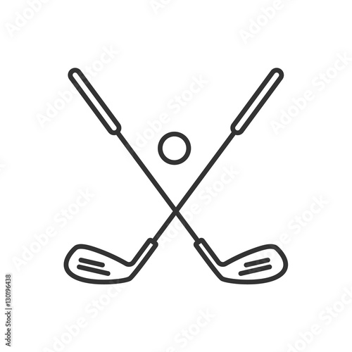 Golf ball and clubs linear icon