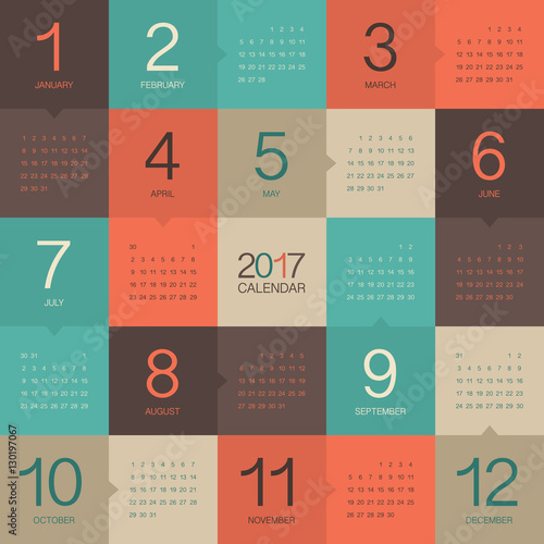 Year 2017 Calendar vector design template