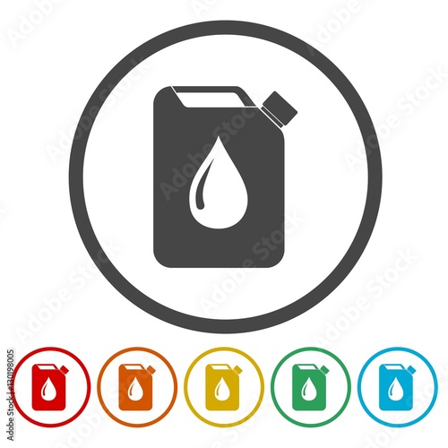 Jerrycan fuel icons set 