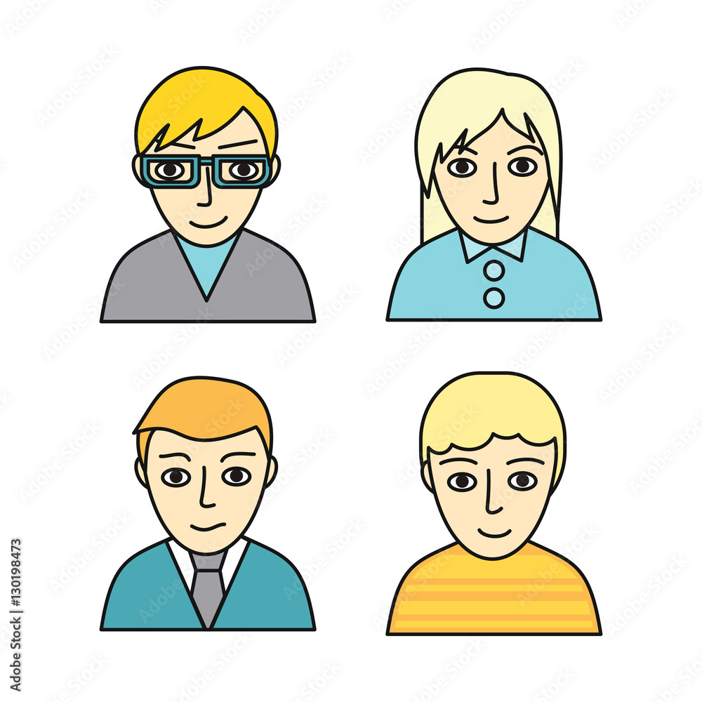 Set of People Characters Avatars in Flat Design. Set of People Characters Avatars in Flat Design.