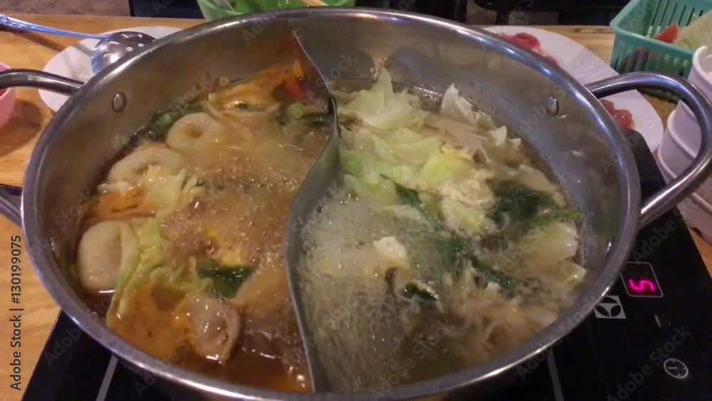 Pork hot pan in a restaurant.
Pork hot pan in a restaurant.