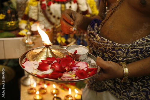 Hindu puja (celebration) in a Sri Lankan temple, Paris, France photo