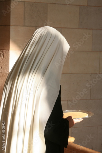 Mass in Notre Dame du Bec Benedictine Abbey, Le Bec Hellouin, Eure, Normandy, France photo