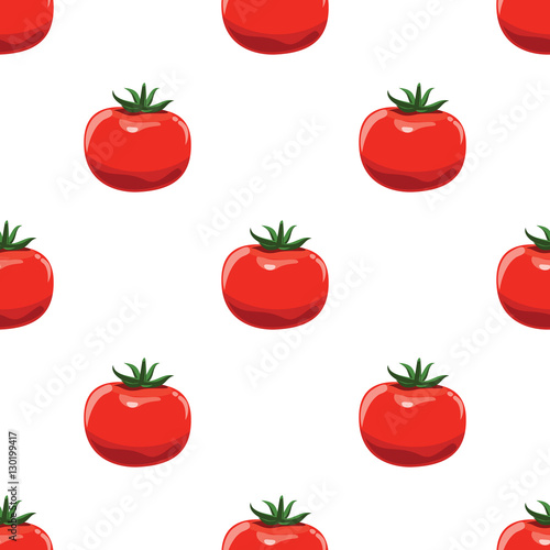 Tomatoes seamless pattern background. Flat color style design