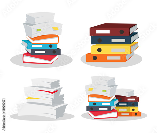 Set of Document Stacks Vector on White Background.