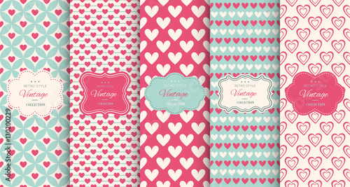 Pink heart seamless pattern background