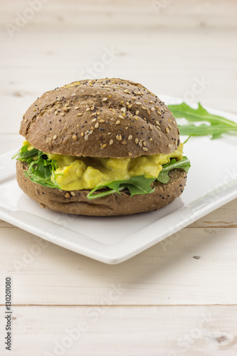 Brown sandwich with curried chicken salad photo