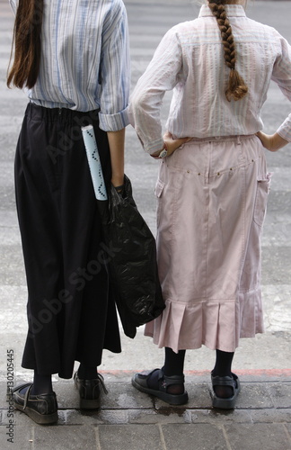 Orthodox Jewish girls in Bnei Brak, Israel photo