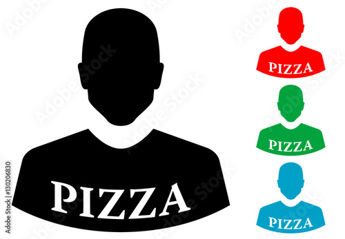 Icono plano silueta hombre con camiseta pizza varios colores