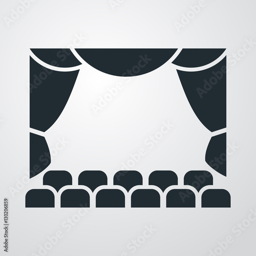 Icono plano teatro en fondo degradado