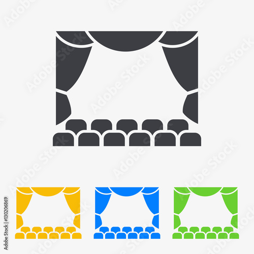 Icono plano teatro en varios colores