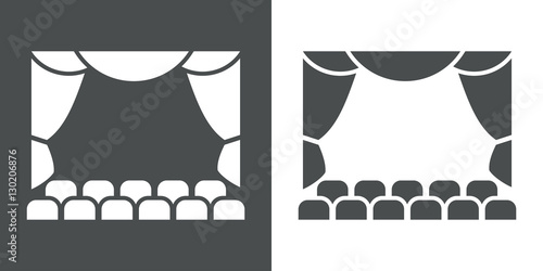 Icono plano teatro gris y blanco