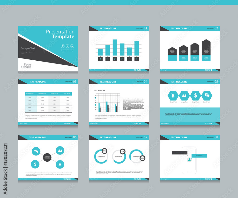 Page layout design template for business presentation page with page cover background design and