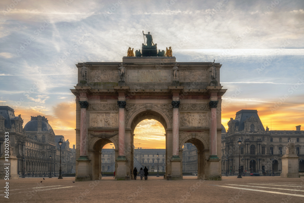 Arc de Triomphe at the Place du Carrousel in Paris France  at sunrise