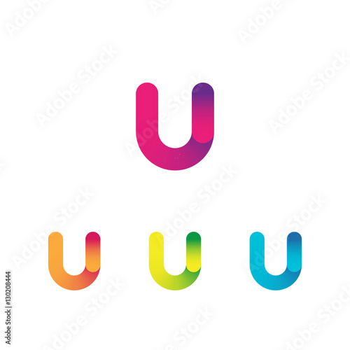 Letter U vector unusual bold rounded font. Gradient