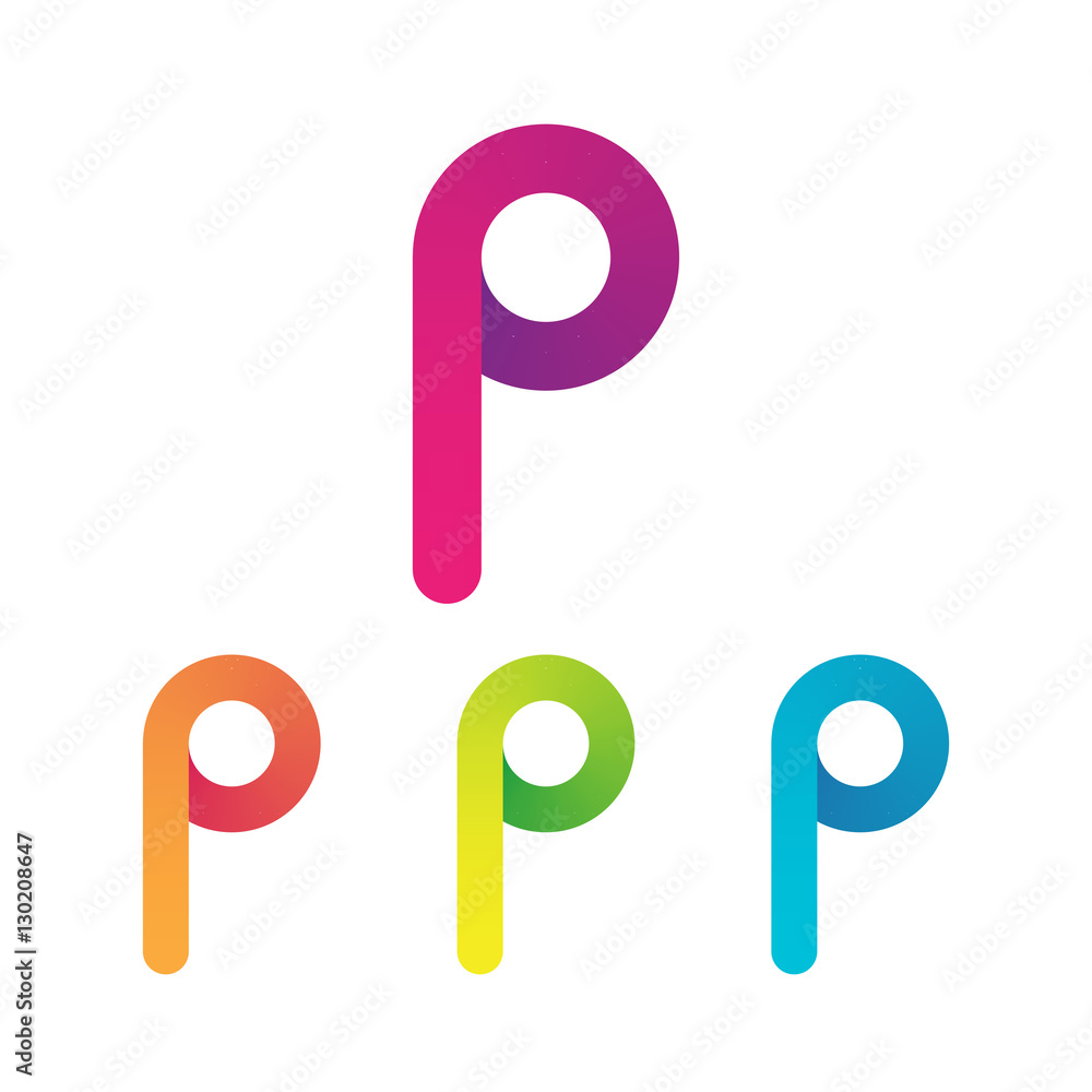 Letter P vector unusual bold rounded font. Gradient Letter P vector unusual bold rounded font. Gradient