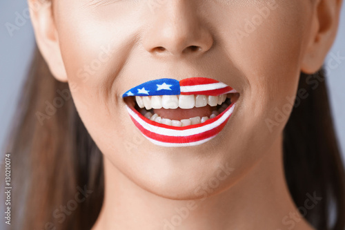 Girl with USA makeup, closeup