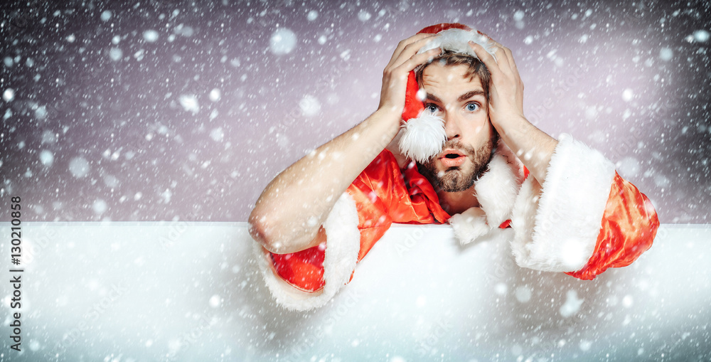 Handsome sad santa man Handsome sad santa man