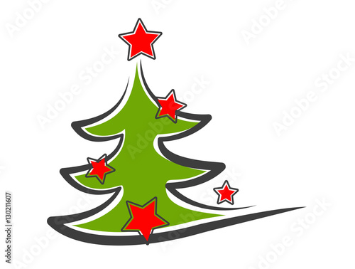 Christmas Tree red Stars 