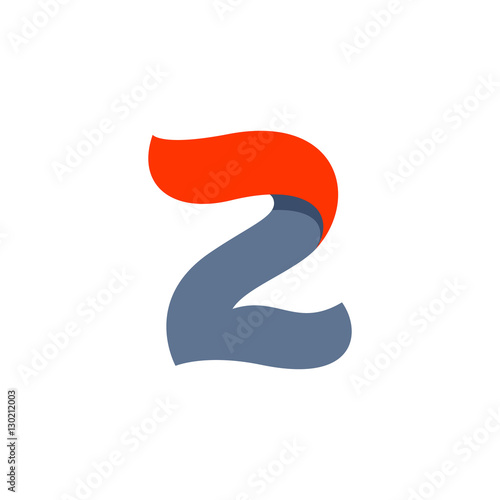 Number two logo with fast speed red flag line.