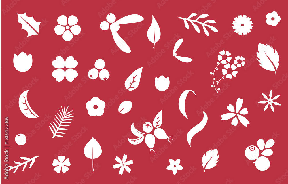 Vector set of flat flower silhouette pattern. Vector set of flat flower silhouette pattern.