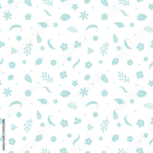 Vector flat flowers  seamless floral pattern.